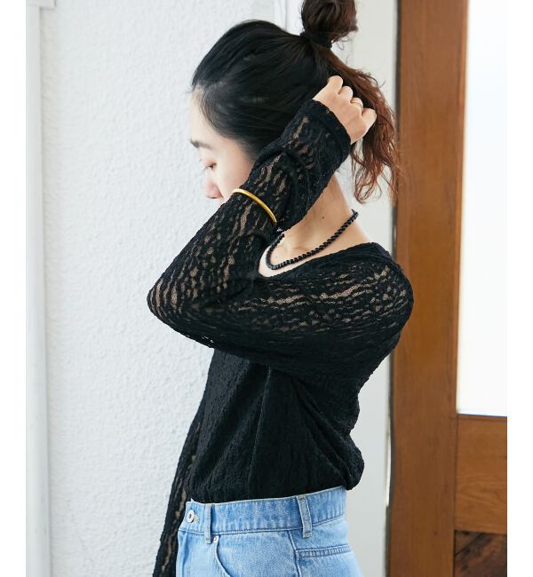  「ストレッチレースクルーネックカットソー」|Tシャツ・カットソー|