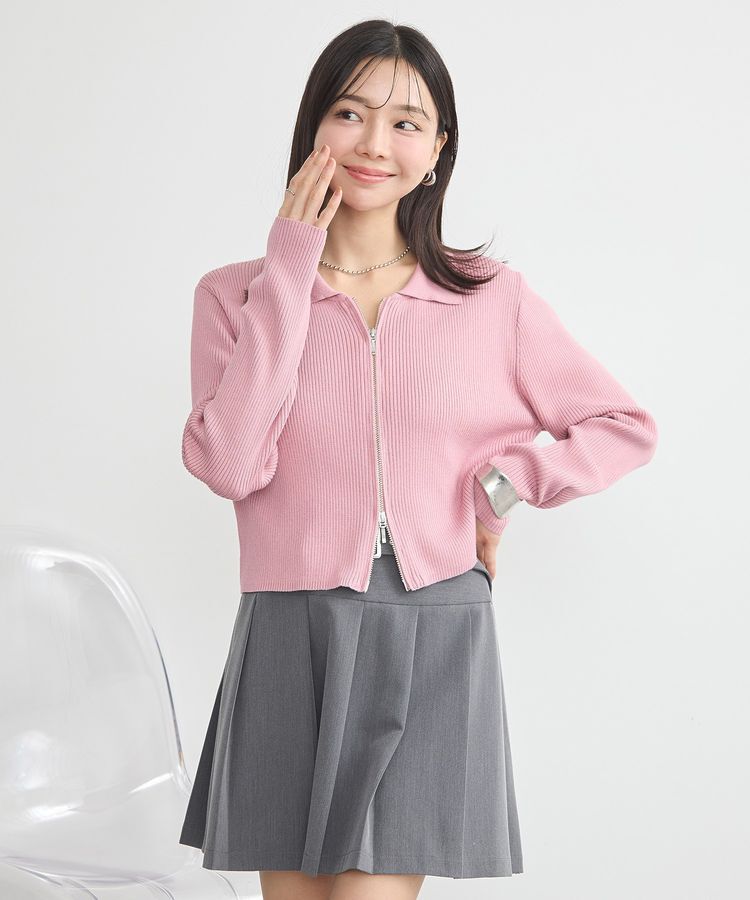 earth music&ecology「Wジップリブカーディガン」|カーディガン|