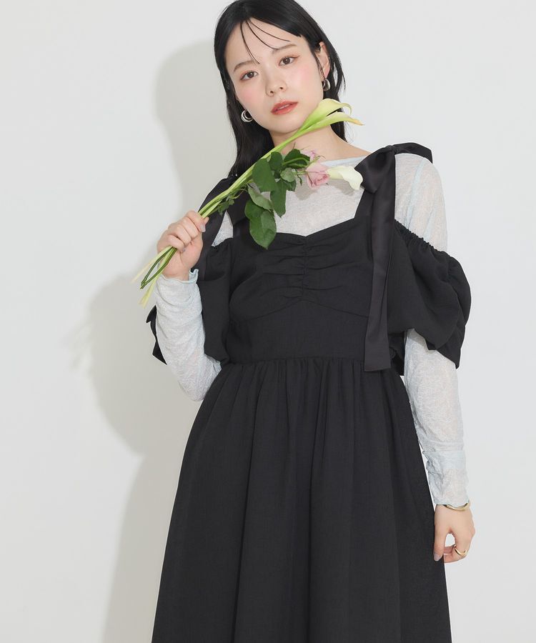 earth music&ecology「リボンショルダーオフショルワンピース」|ワンピース|