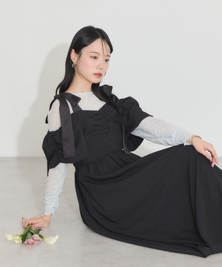 earth music&ecology「リボンショルダーオフショルワンピース」|ワンピース|