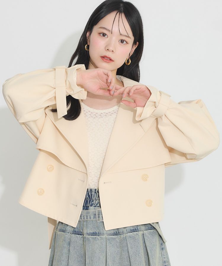 earth music&ecology「バックフレアショートトレンチコート」|トレンチコート|