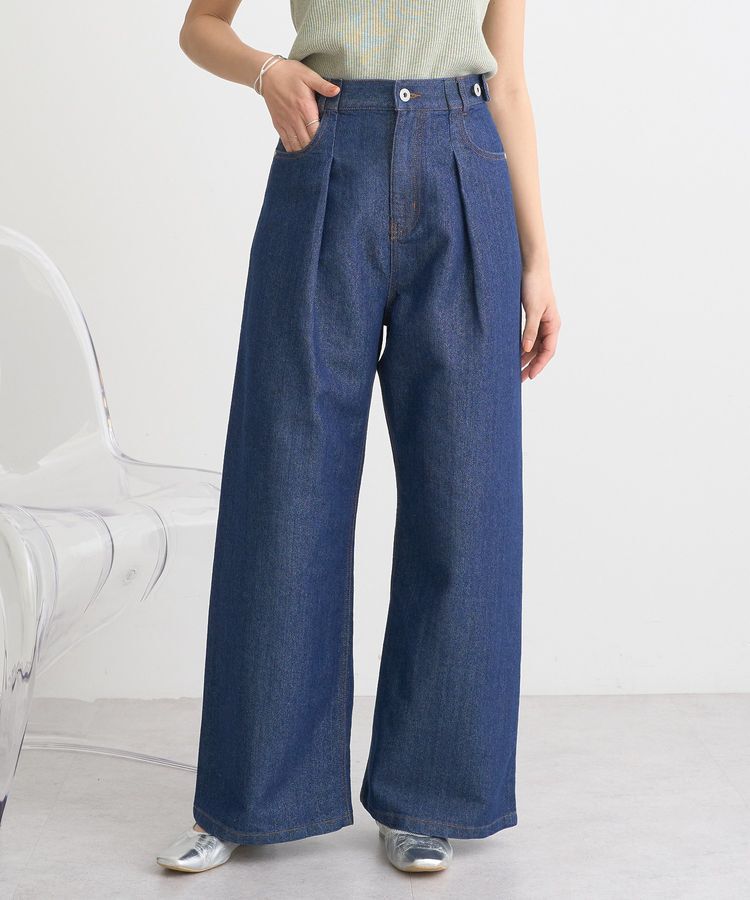 earth music&ecology「ラメデニム タックパンツ」|デニム|Indigo