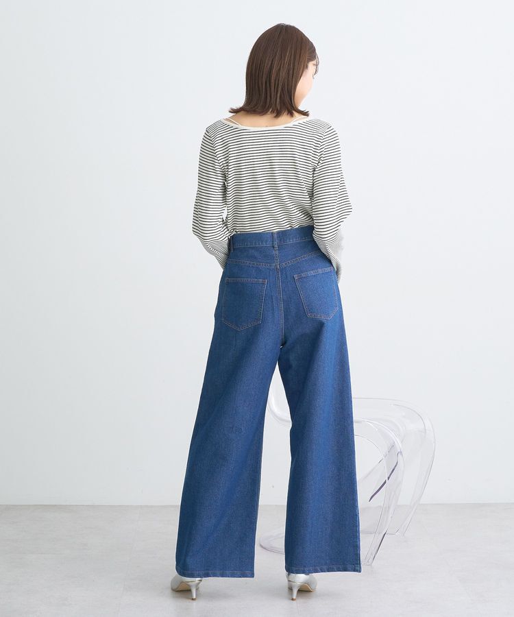 earth music&ecology「ラメデニム タックパンツ」|デニム|