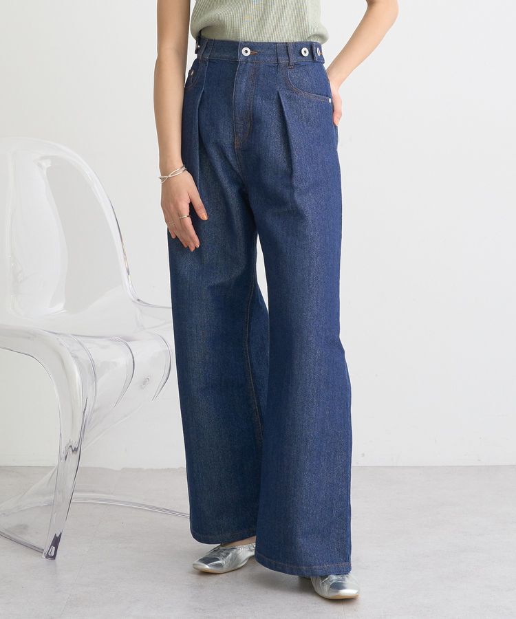 earth music&ecology「ラメデニム タックパンツ」|デニム|