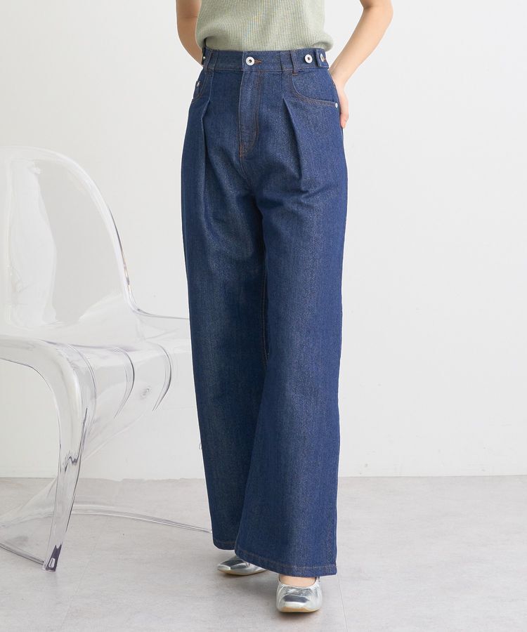 earth music&ecology「ラメデニム タックパンツ」|デニム|