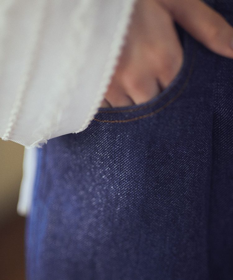 earth music&ecology「ラメデニム タックパンツ」|デニム|