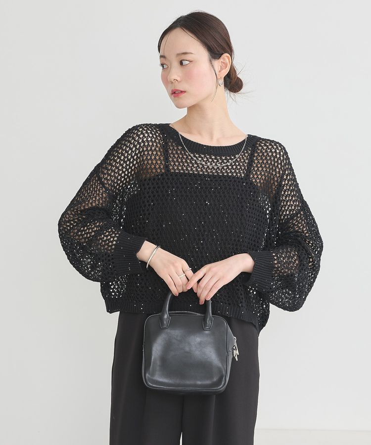 earth music&ecology「スパンコールメッシュニットプルオーバー」|ニット・セーター|