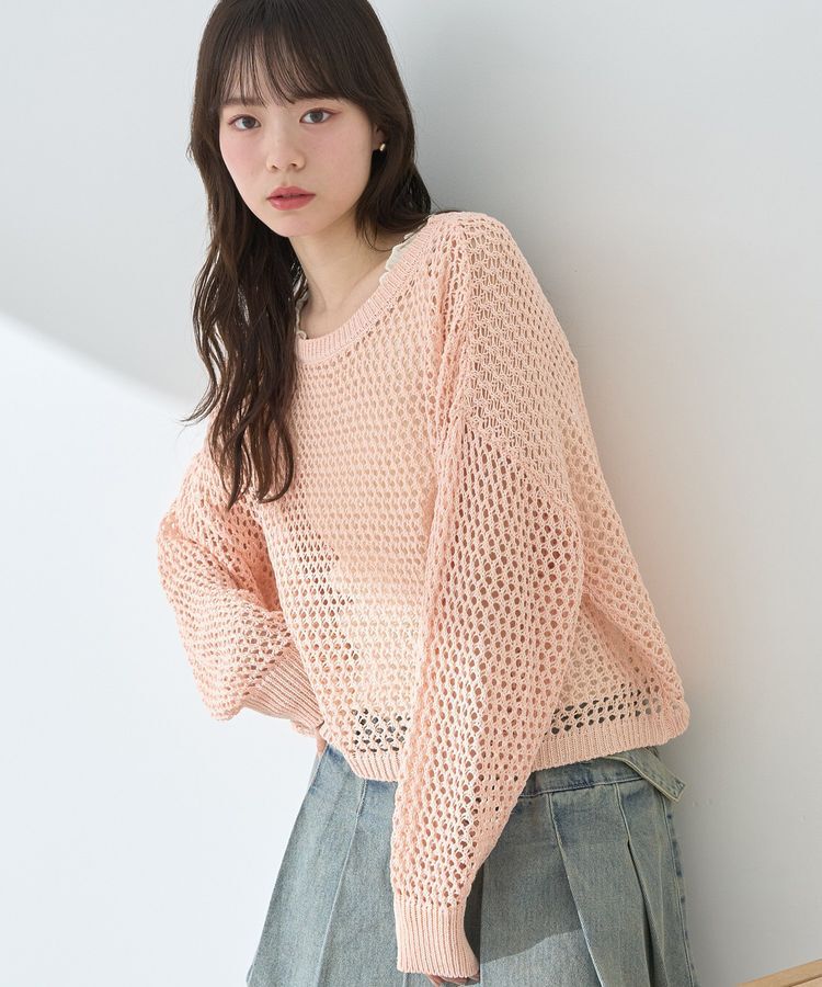 earth music&ecology「スパンコールメッシュニットプルオーバー」|ニット・セーター|