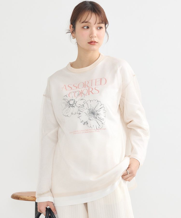 earth music&ecology「シアールーズニットプルオーバー」|チュニック|Pink Beige