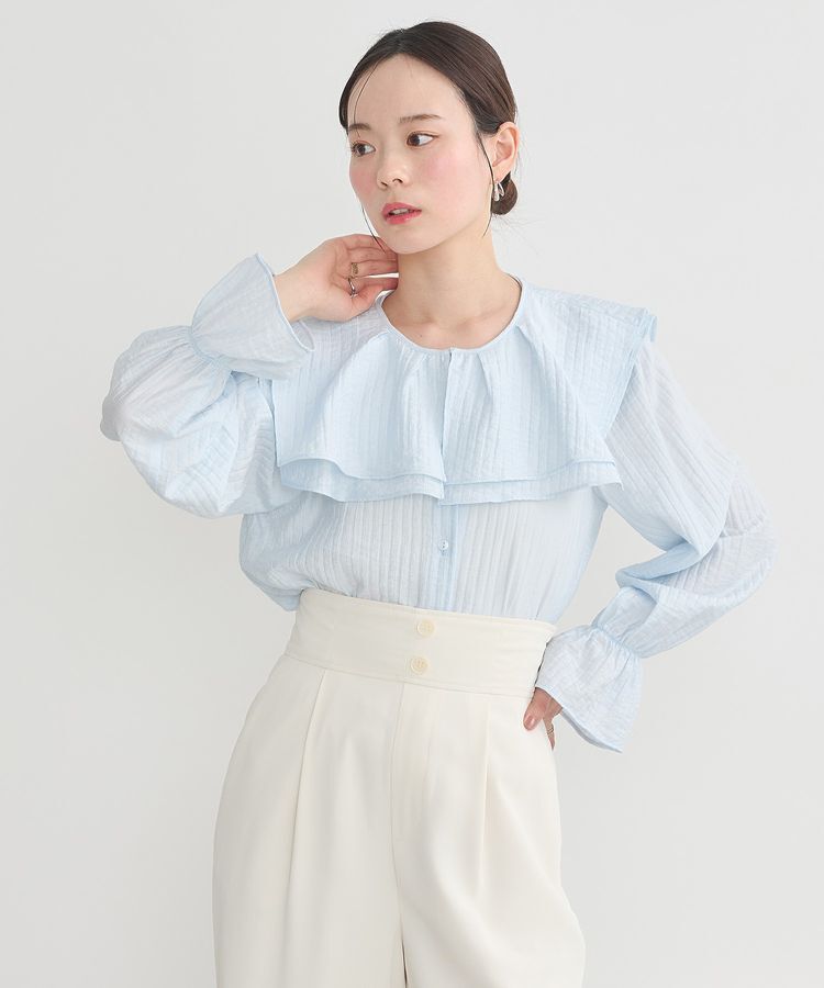 earth music&ecology「2WAYスクエアラッフルカラーブラウス」|シャツ・ブラウス|