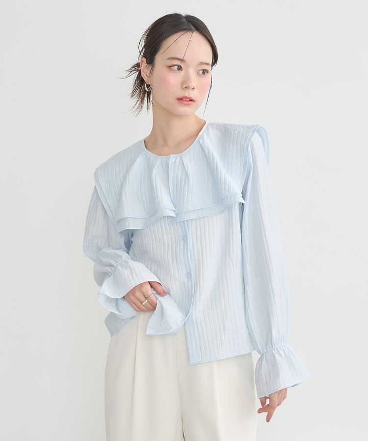earth music&ecology「2WAYスクエアラッフルカラーブラウス」|シャツ・ブラウス|