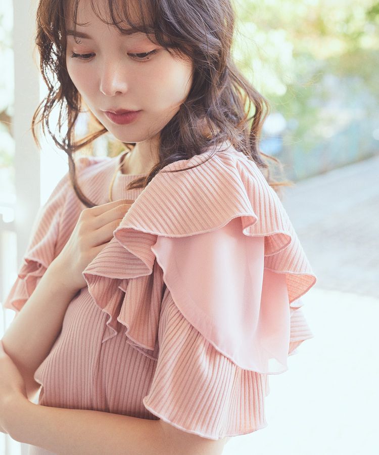 earth music&ecology「袖フリルデザインプルオーバー」|Tシャツ・カットソー|