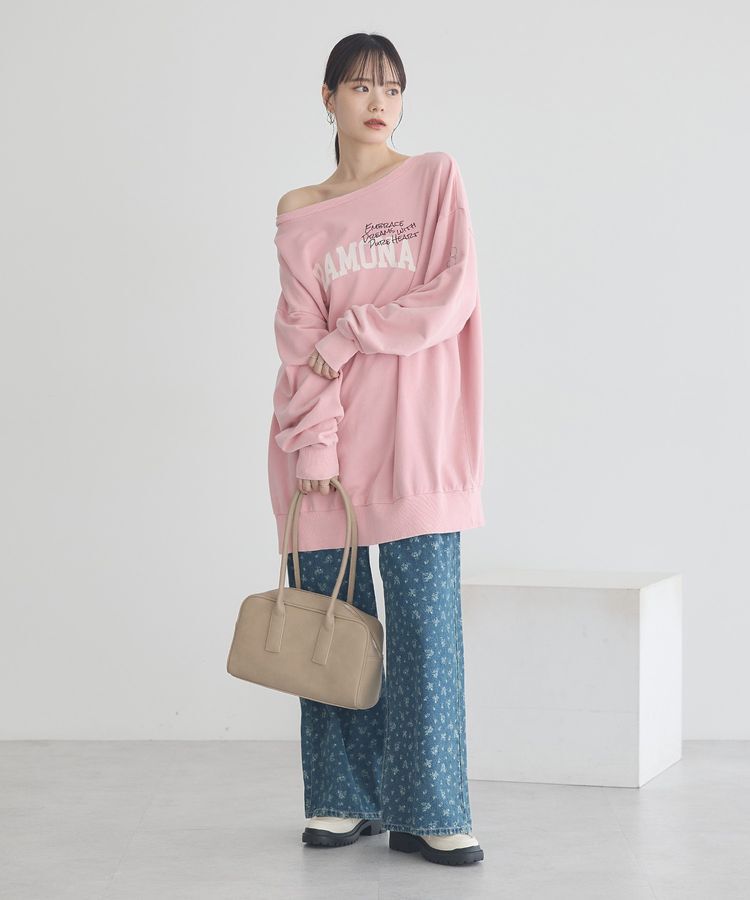 earth music&ecology「ワイドスクエアボストンバッグ」|ハンドバッグ|