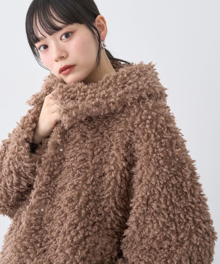 earth music&ecology「プードルファーショートブルゾン」|ブルゾン・スタジャン|Brown