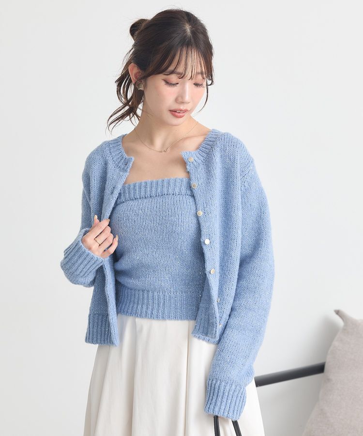 earth music&ecology「SET2点フラワースパンコールカーデ＋ビスチェ」|カーディガン|