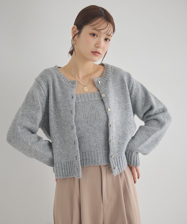 earth music&ecology「SET2点フラワースパンコールカーデ＋ビスチェ」|カーディガン|