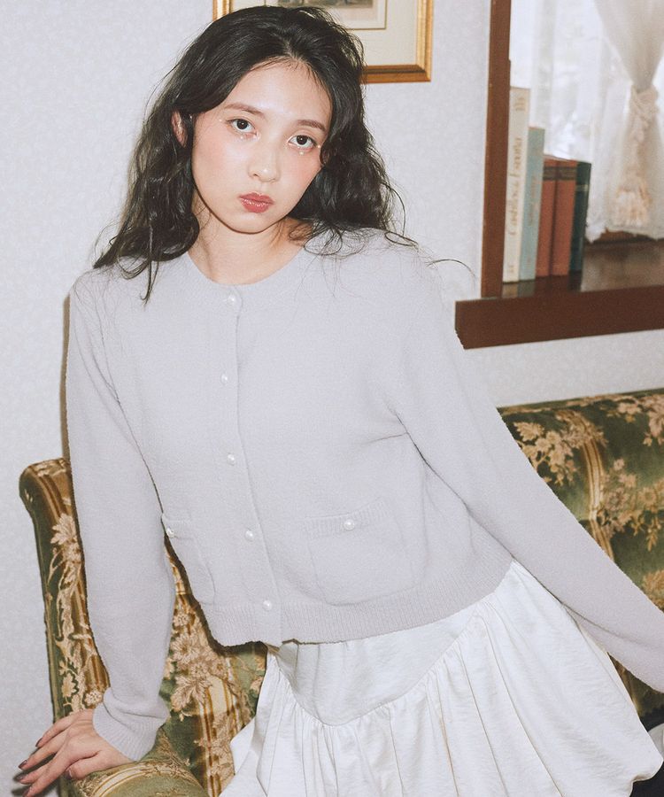 earth music&ecology「パウダーシャギークルーネックカーディガン」|カーディガン|Light Gray