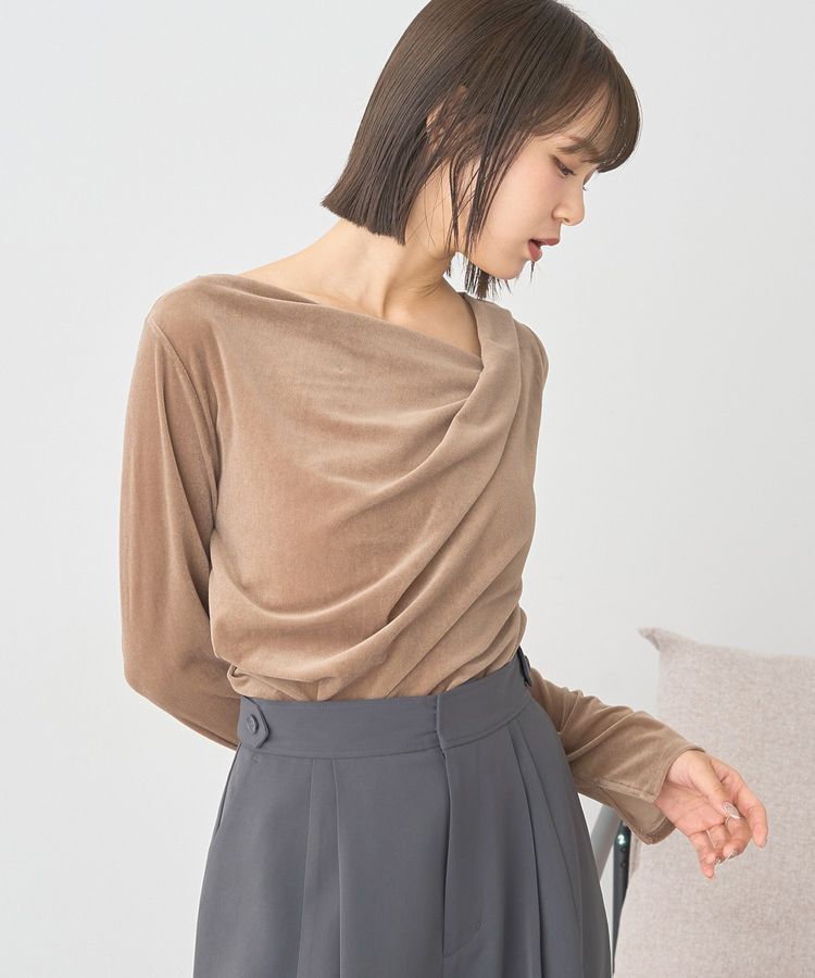 earth music&ecology「シアーベロアドレープネックプルオーバー」|Tシャツ・カットソー|