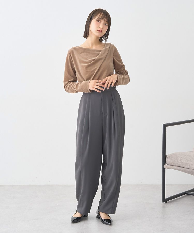 earth music&ecology「シアーベロアドレープネックプルオーバー」|Tシャツ・カットソー|