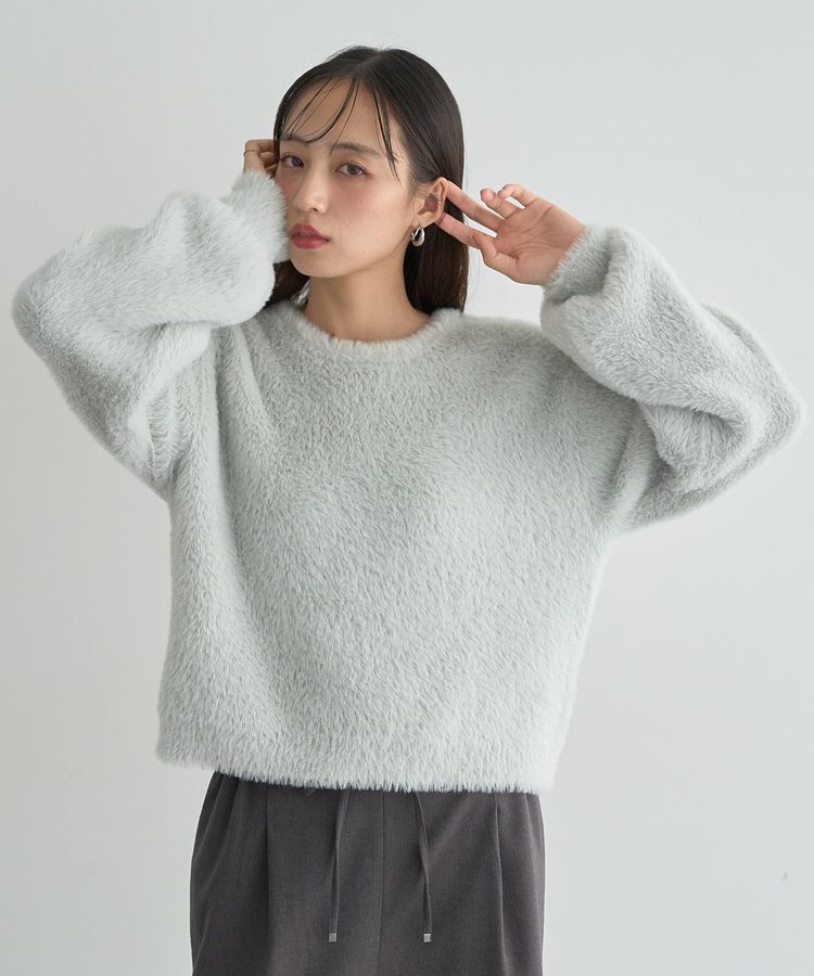 earth music&ecology「Wフェイスシャギープルオーバー」|ニット・セーター|Light Gray