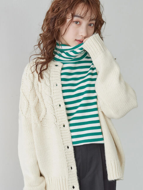  「2WAYポコポコケーブルニットカーディガン」|カーディガン|