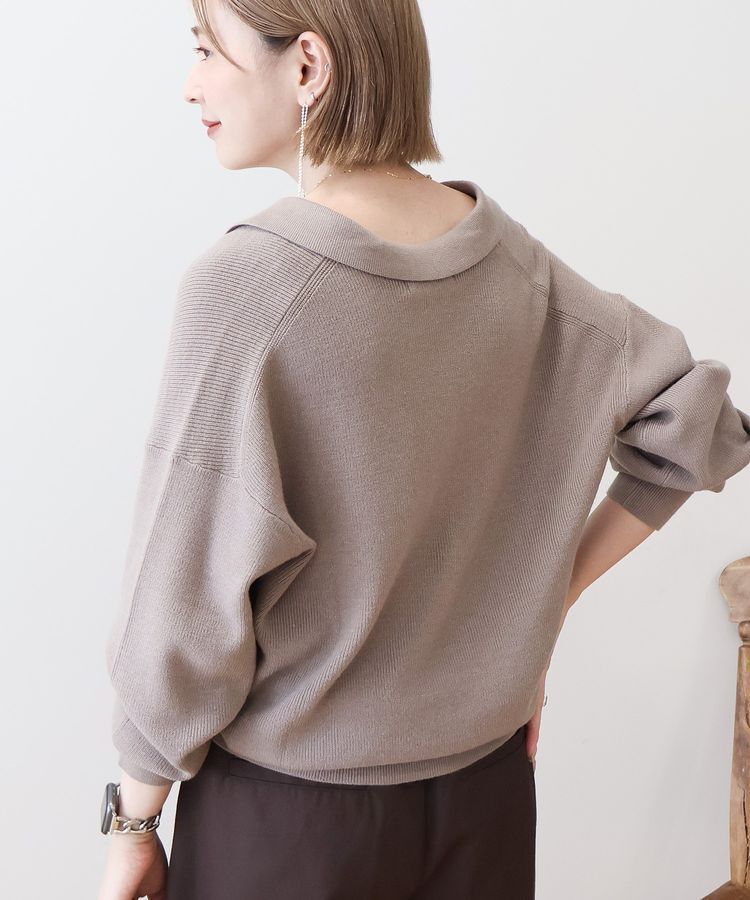 AMERICAN HOLIC「バイパチ片畦衿付きニットプルオーバー＜静電気軽減＞」|ニット・セーター|