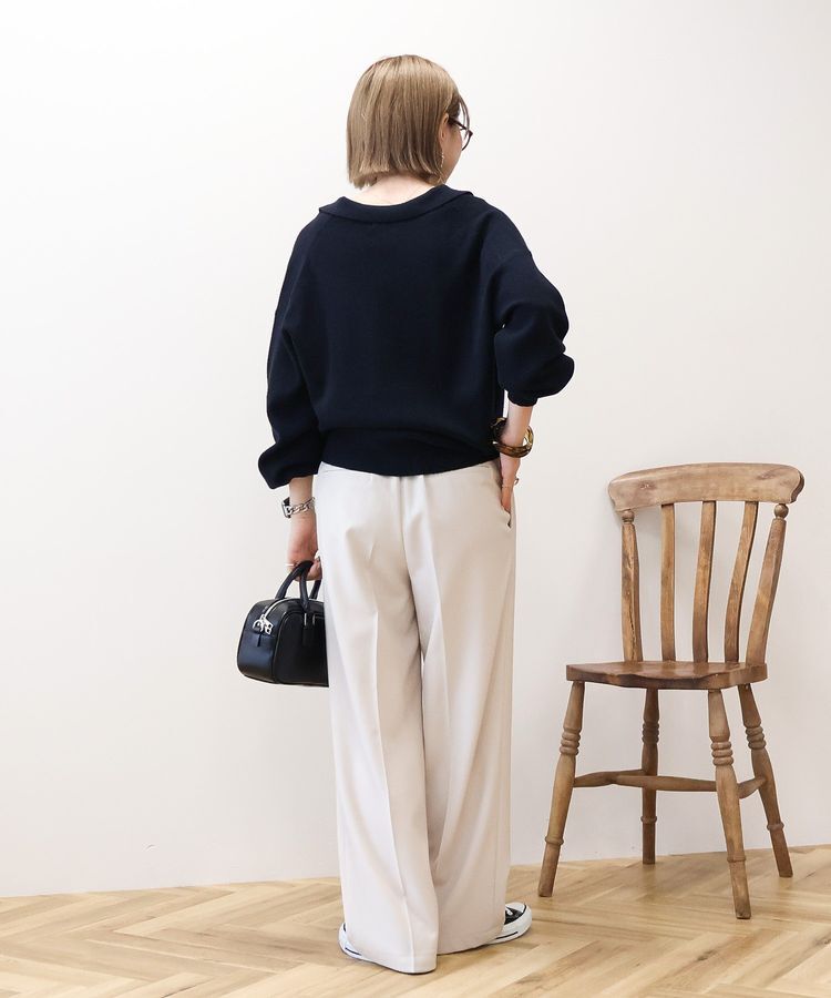 AMERICAN HOLIC「バイパチ片畦衿付きニットプルオーバー＜静電気軽減＞」|ニット・セーター|