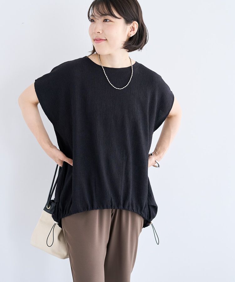 Green Parks「表面カット裾ドロストプルオーバー」|Tシャツ・カットソー|Black