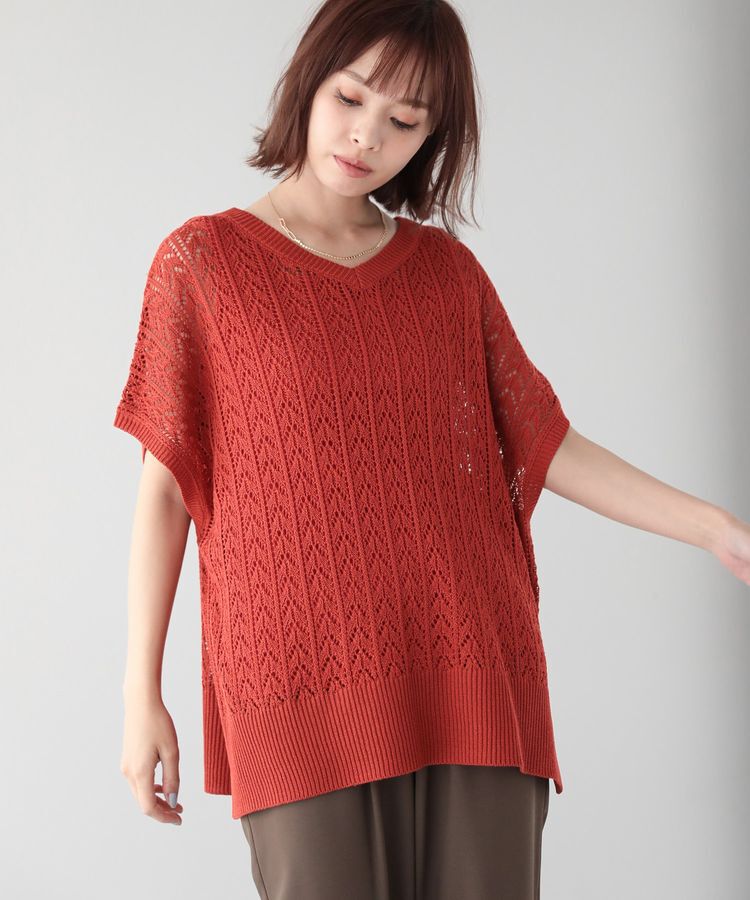 Green Parks「透かし編みニットチュニック」|チュニック|