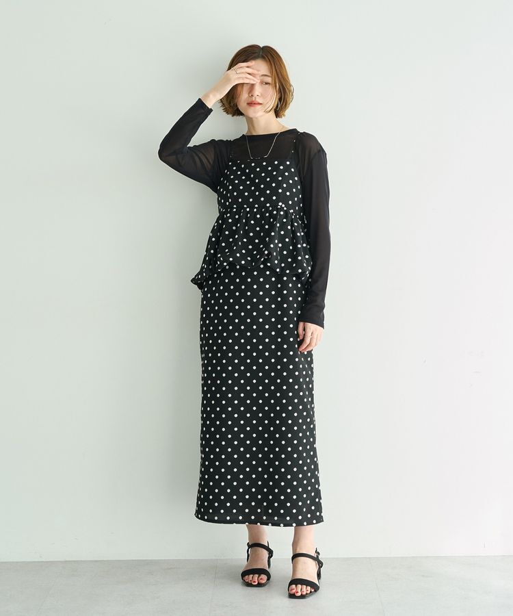YECCA VECCA「ドット柄バルーンキャミワンピース」|ワンピース|Black