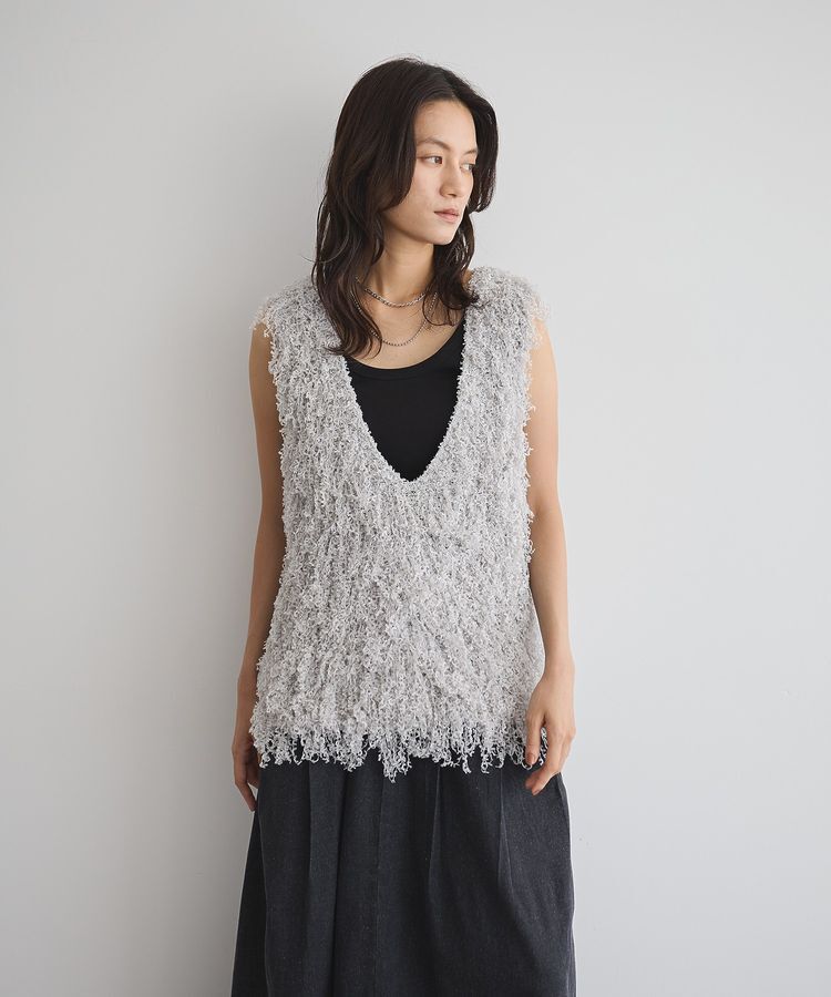 GARAGE OF GOOD CLOTHING「リボンヤーンVネックベスト」|ベスト・ジレ|