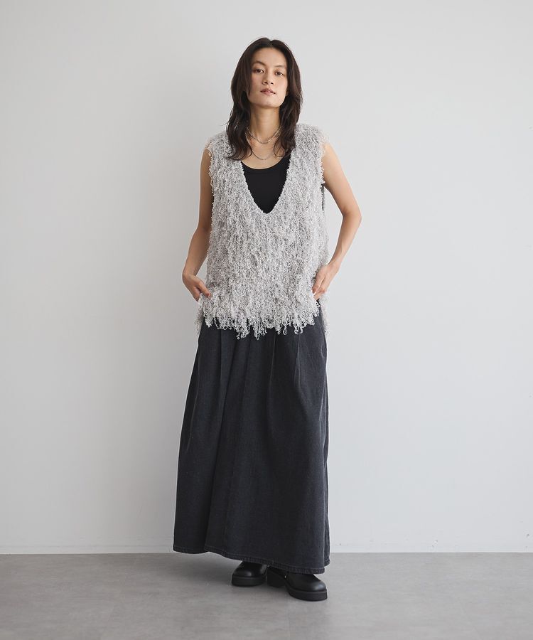 GARAGE OF GOOD CLOTHING「リボンヤーンVネックベスト」|ベスト・ジレ|