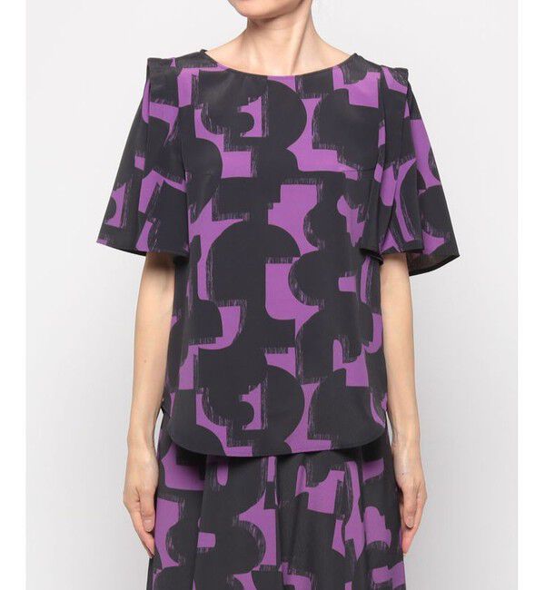 allureville「モダンジオメトリックプリントブラウス」|その他|