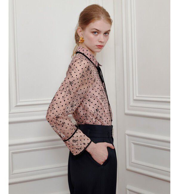 LOULOU WILLOUGHBY「【LOULOU WILLOUGHBY】フロッキードットレースブラウス」|シャツ・ブラウス|