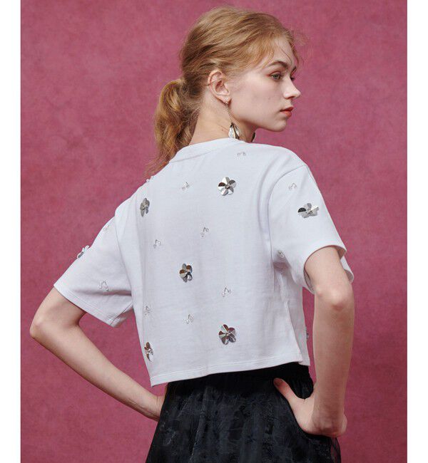 LOULOU WILLOUGHBY「【LOULOU WILLOUGHBY】スパンコールＴシャツ」|Tシャツ・カットソー|