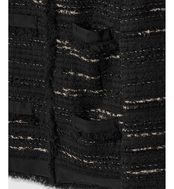 allureville「ジオリカツイードラウンドネックジャケット」|ノーカラージャケット|