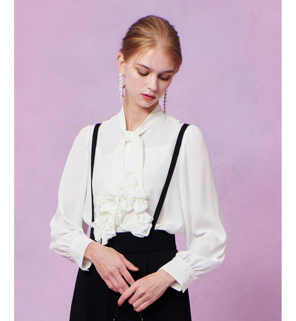 LOULOU WILLOUGHBY「【LOULOU WILLOUGHBY】ペタルフリルボウタイブラウス」|シャツ・ブラウス|