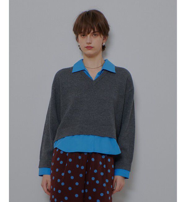 allureville「フェイクレイヤードスキッパープルオーバー」|ニット・セーター|