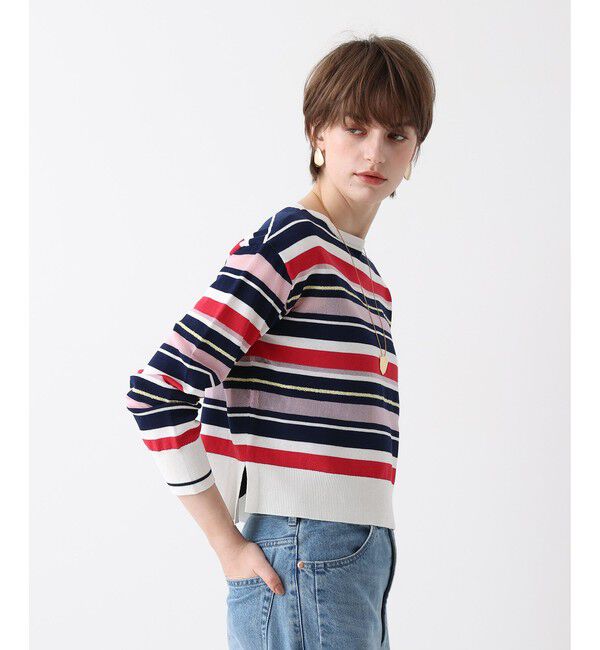 allureville「異素材ＭＩＸマルチボーダープルオーバー」|ニット・セーター|