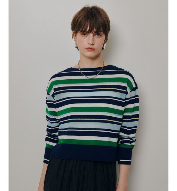 allureville「異素材ＭＩＸマルチボーダープルオーバー」|ニット・セーター|