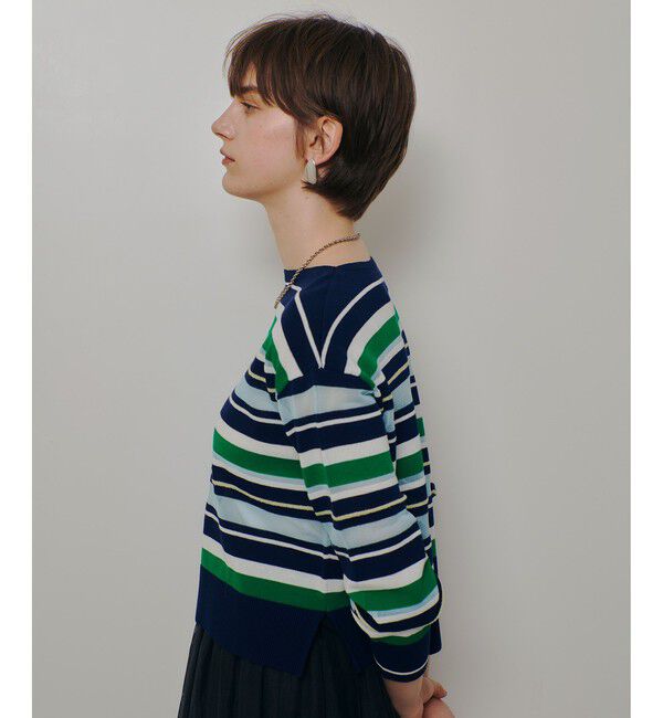 allureville「異素材ＭＩＸマルチボーダープルオーバー」|ニット・セーター|