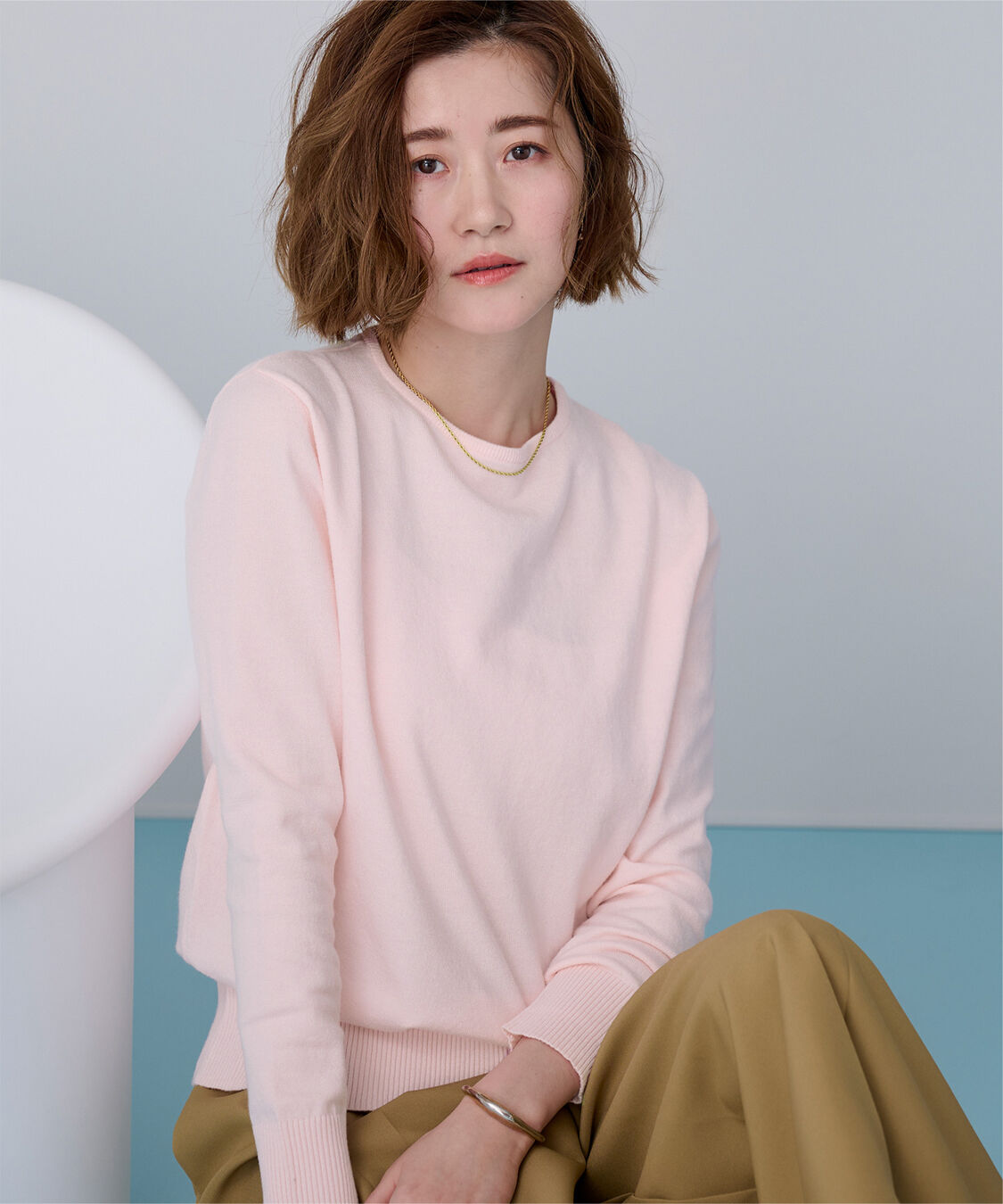 ur's「カシミヤタッチクルーネックニットトップス」|ニット・セーター|ライトピンク