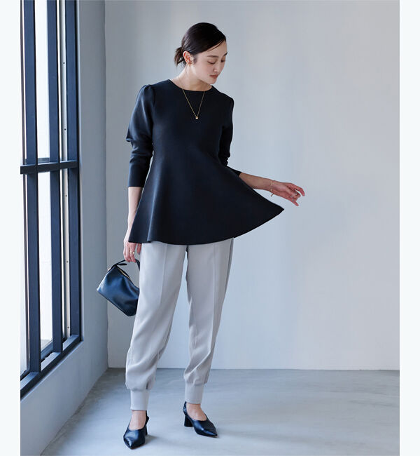 ur's「【星玲奈さんコラボアイテム】パフスリーブペプラムニットトップス」|ニット・セーター|