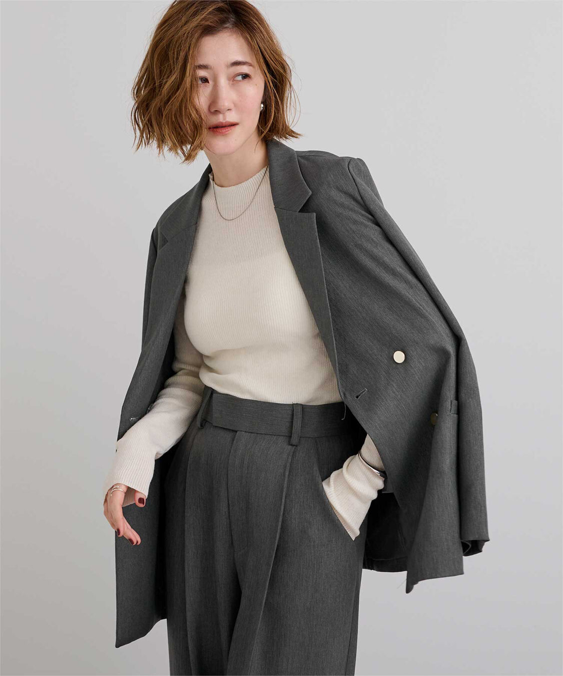 ur's「テーラードダブルブレストジャケット」|テーラードジャケット|チャコール