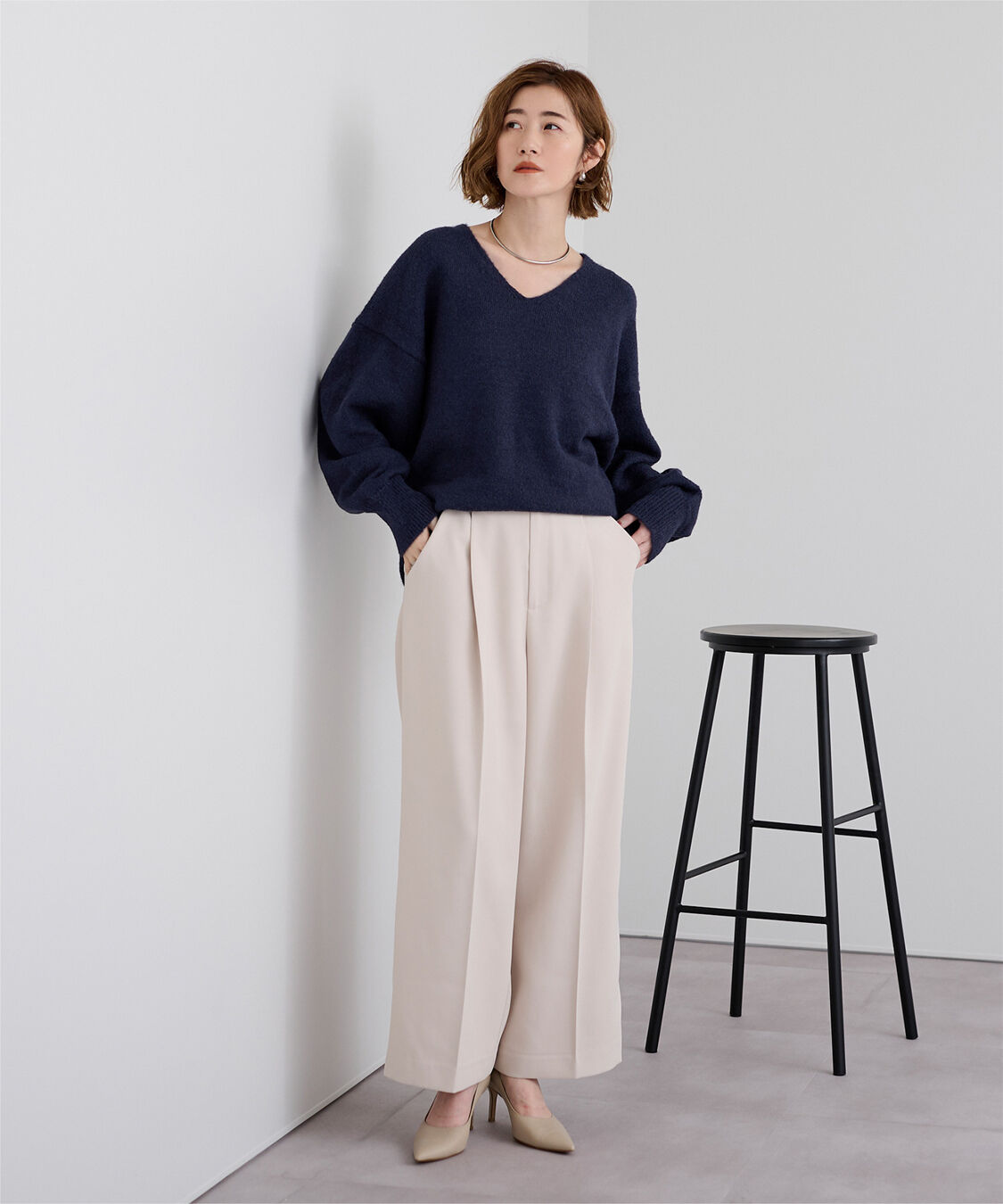 ur's「ウールブレンドVネックニットプルオーバー」|ニット・セーター|