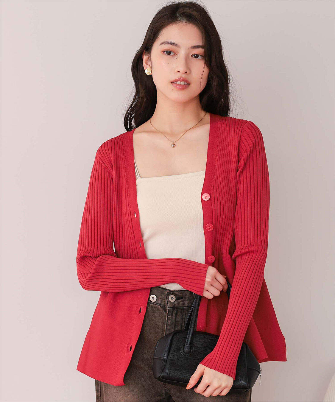 titivate「前後2wayペプラムニットトップス」|ニット・セーター|レッド