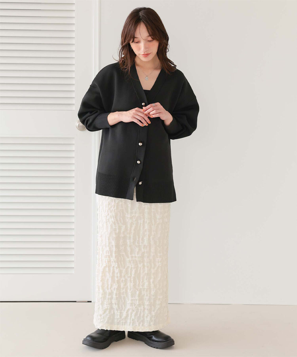 titivate「釦デザインニットカーディガン」|ニット・セーター|