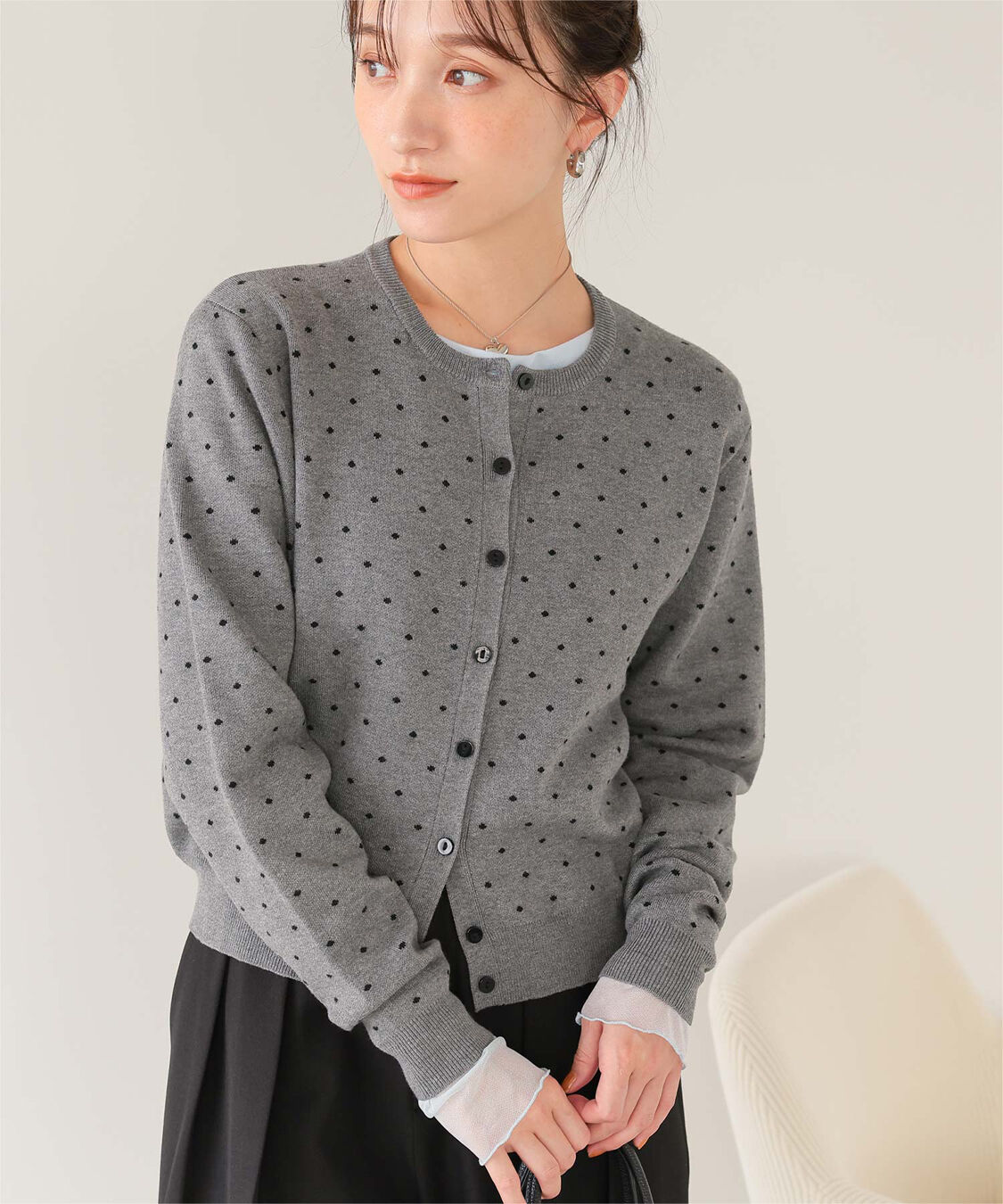 titivate「ドットジャガードニットカーディガン」|ニット・セーター|