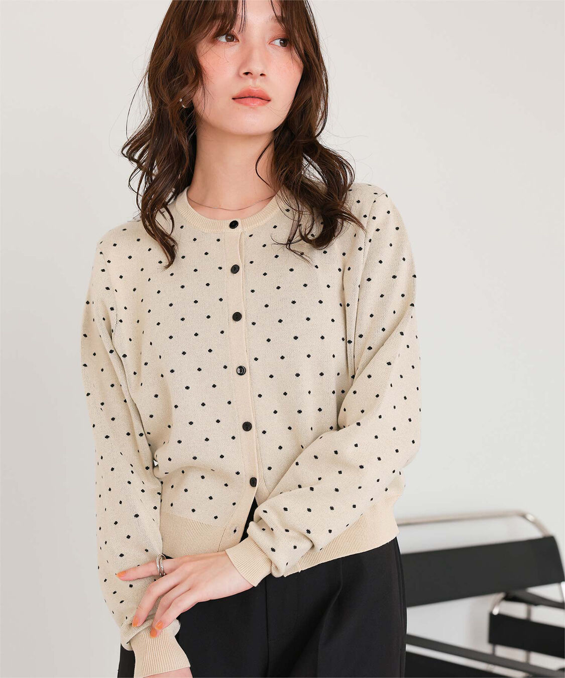 titivate「ドットジャガードニットカーディガン」|ニット・セーター|