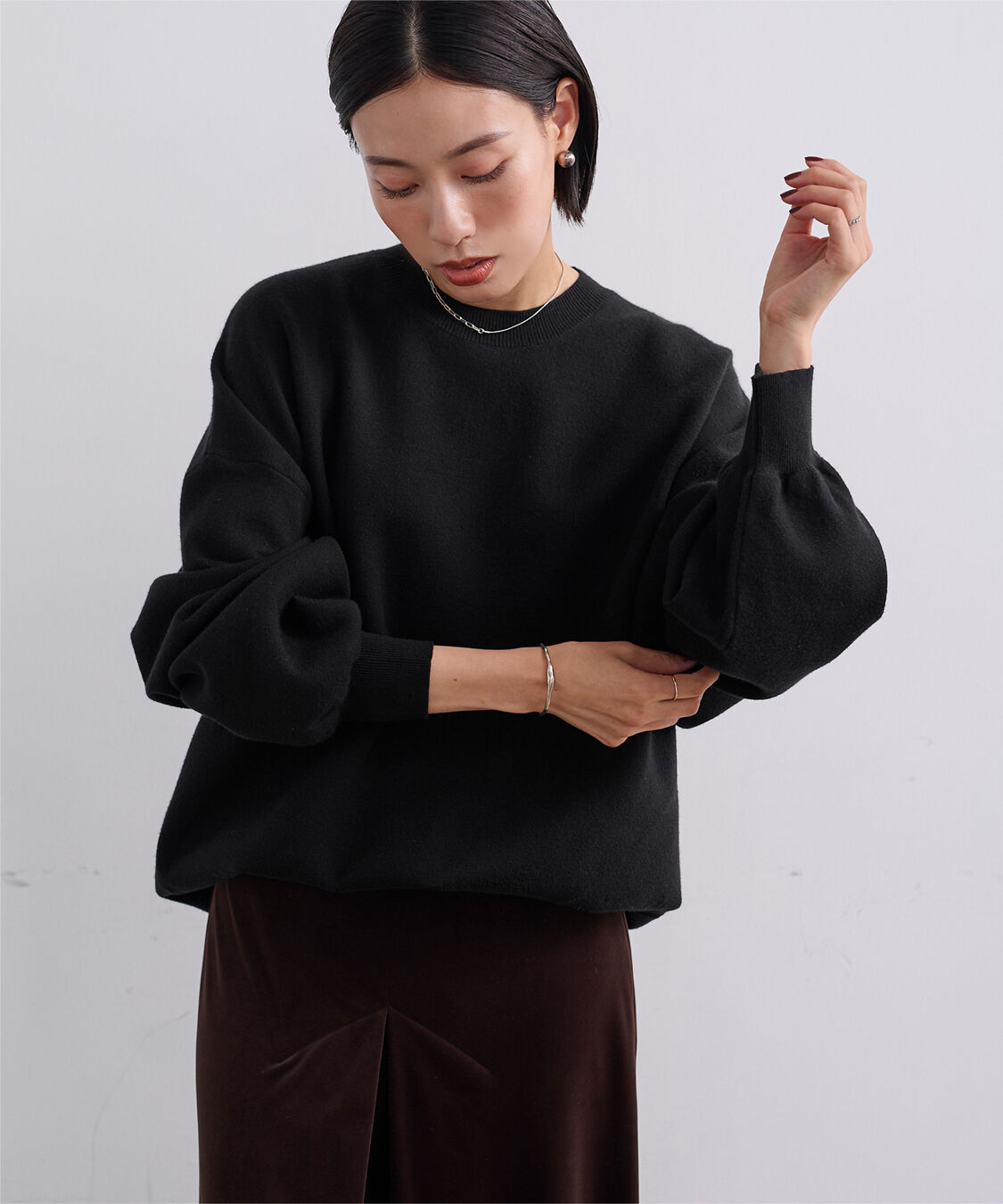 ur's「【黒川翼さんコラボアイテム】スウェットライクオーバーサイズニット」|ニット・セーター|ブラック